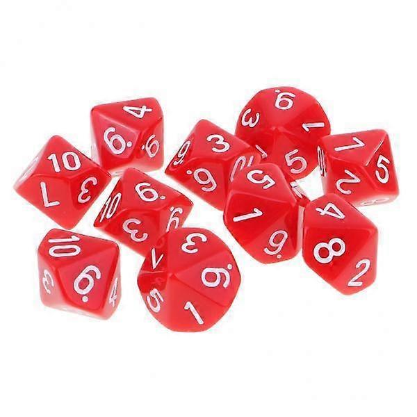 3x Sided D10 Polyhedral Acrylic for DND RPG Red Durable New