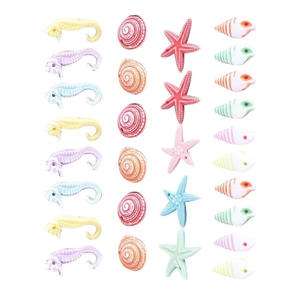 48 Τμχ Ρητίνη Μίνι Ωκεάνια Κοχύλια Στολίδια για Μικροτοπίο, Διακόσμηση Με Θέμα Παραλίας, Ενυδρείο & Έργα DIY, Διάφορα Χρώματα