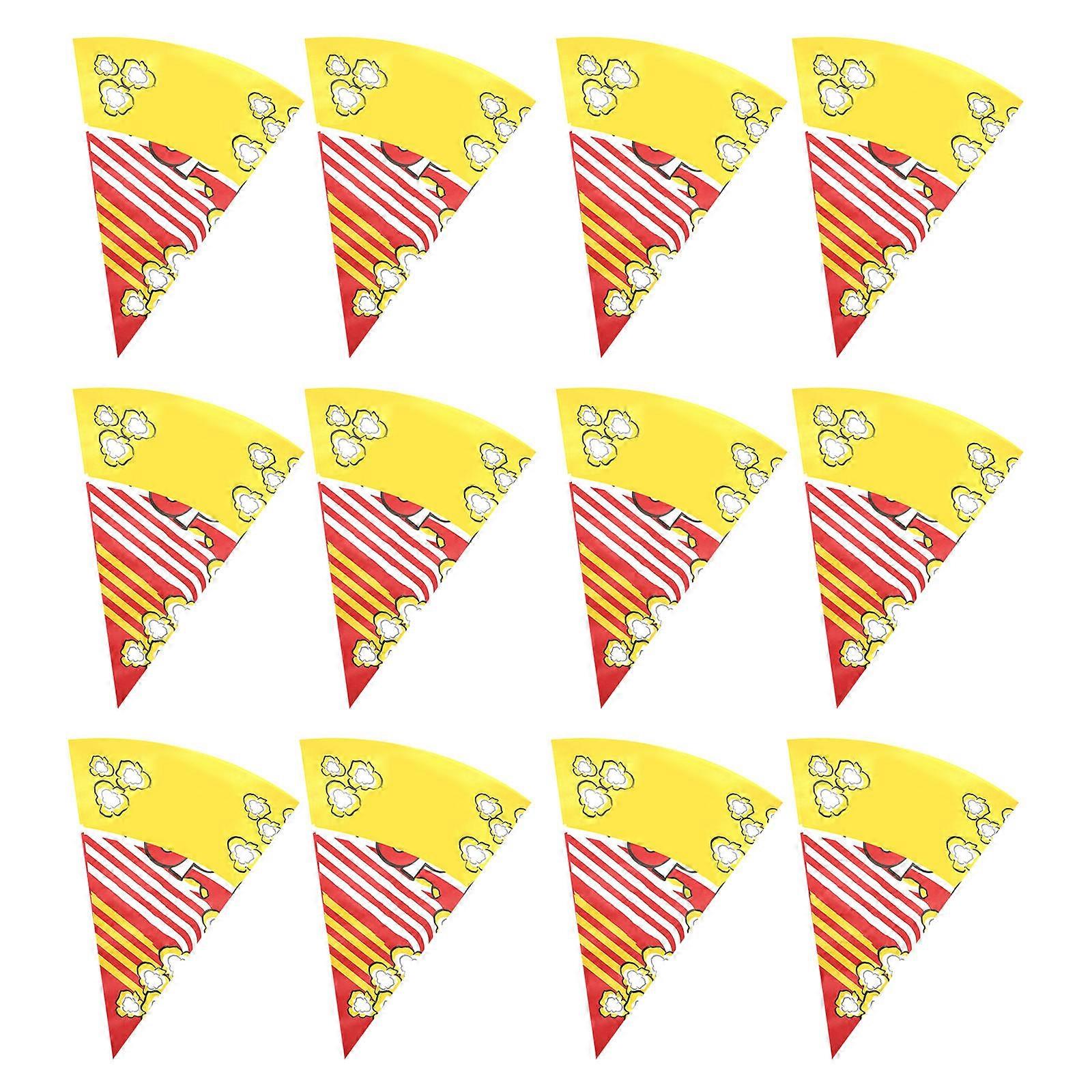 100pcs Small Cone Shaped Popcorn Paper Bags with Tapered Tips for Movie Night, Candy Treats & Party Snacks Assorted Patterns