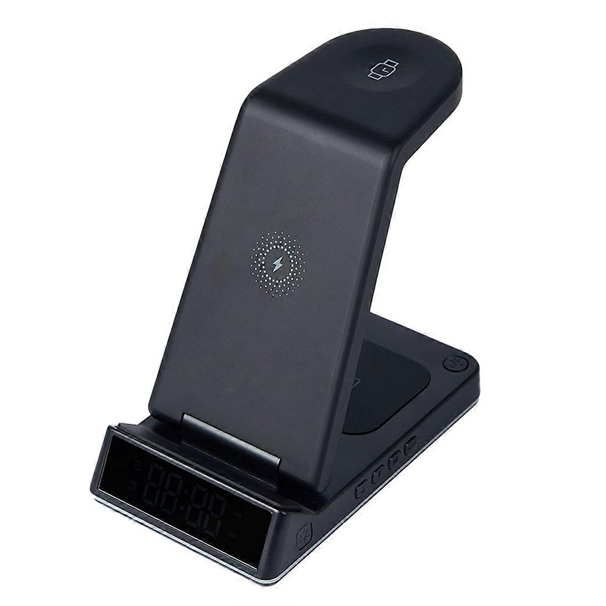 5n1 Foldable Wireless Charger Stand RGB LED Clock Fast Charging Station Dock for