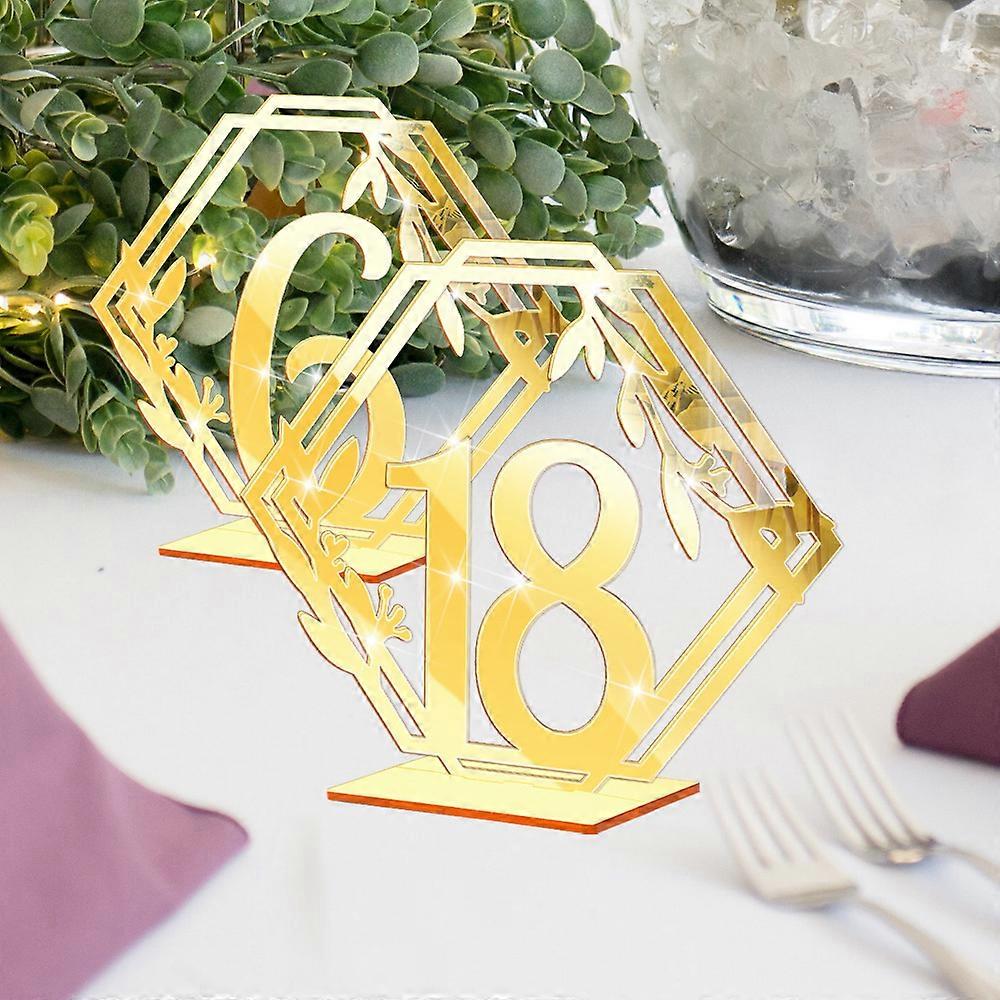 10Pcs Wooden Table Numbers with Holder Base 1-10 Table Numbers Wedding Hexagon Shape Table Numbers