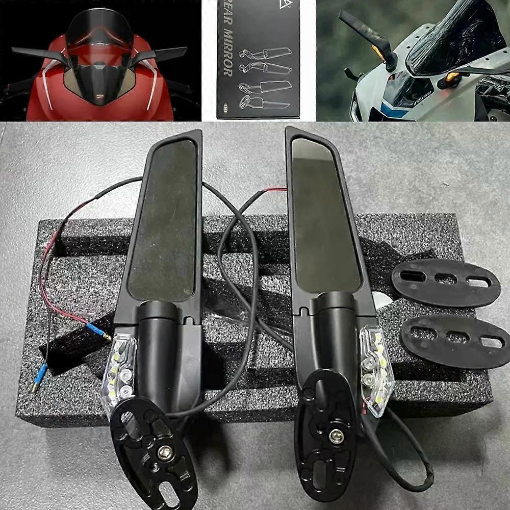 Suitable for  BMW S1000RR S 1000RR S1000 RR Motorcycle Mirrors Modified Wind Wing Adjustable Rotating Rearview Mirror With Lights maxpower