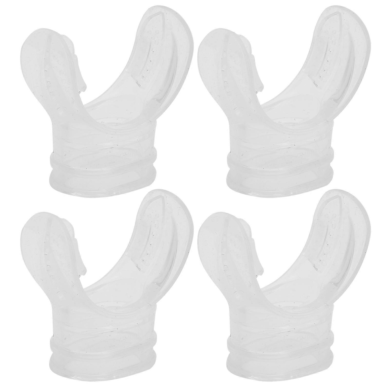 Set of 4 transparent silicone mouthpieces, non-toxic and odorless, for professional diving