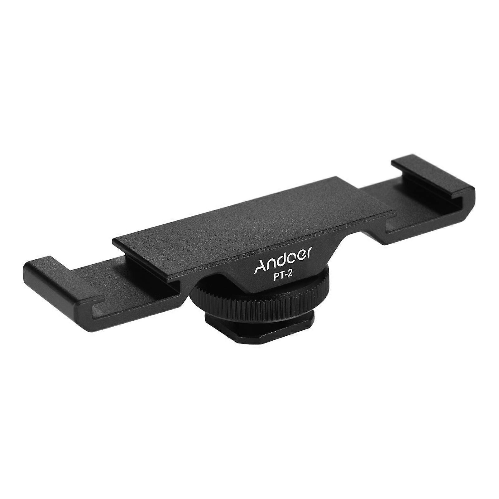 Andoer PT-2 Double Cold Shoe Mount Extension Bar Dual Bracket für DV DSLR-Kamera Smartphone Mikrofon LED-Videolicht