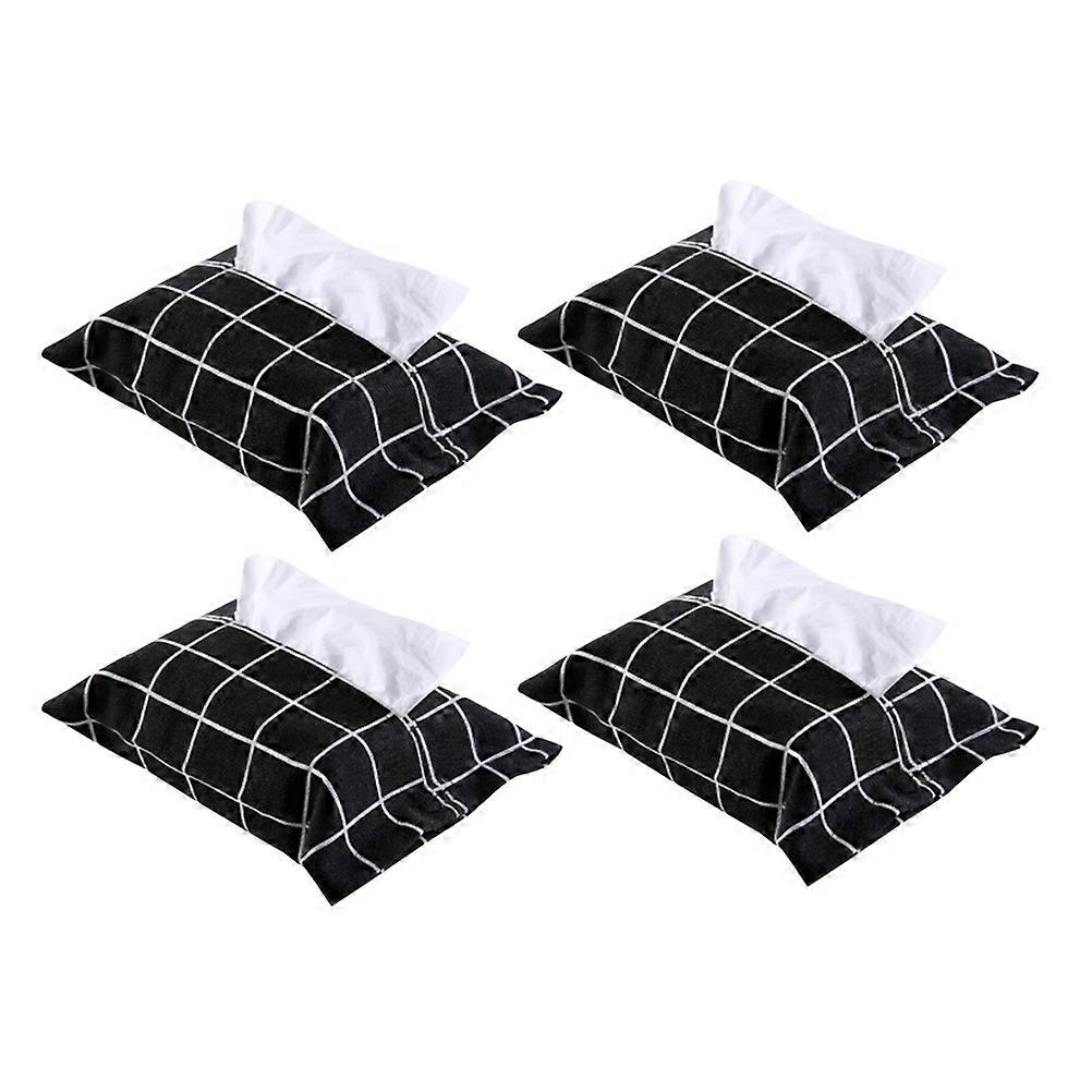Tissue Paper Holder Tissue Organizer Hotel Room Use Japanese Style Black Bottom with Lattice Design 23.00X17.00X0.50CM 4 Pcs