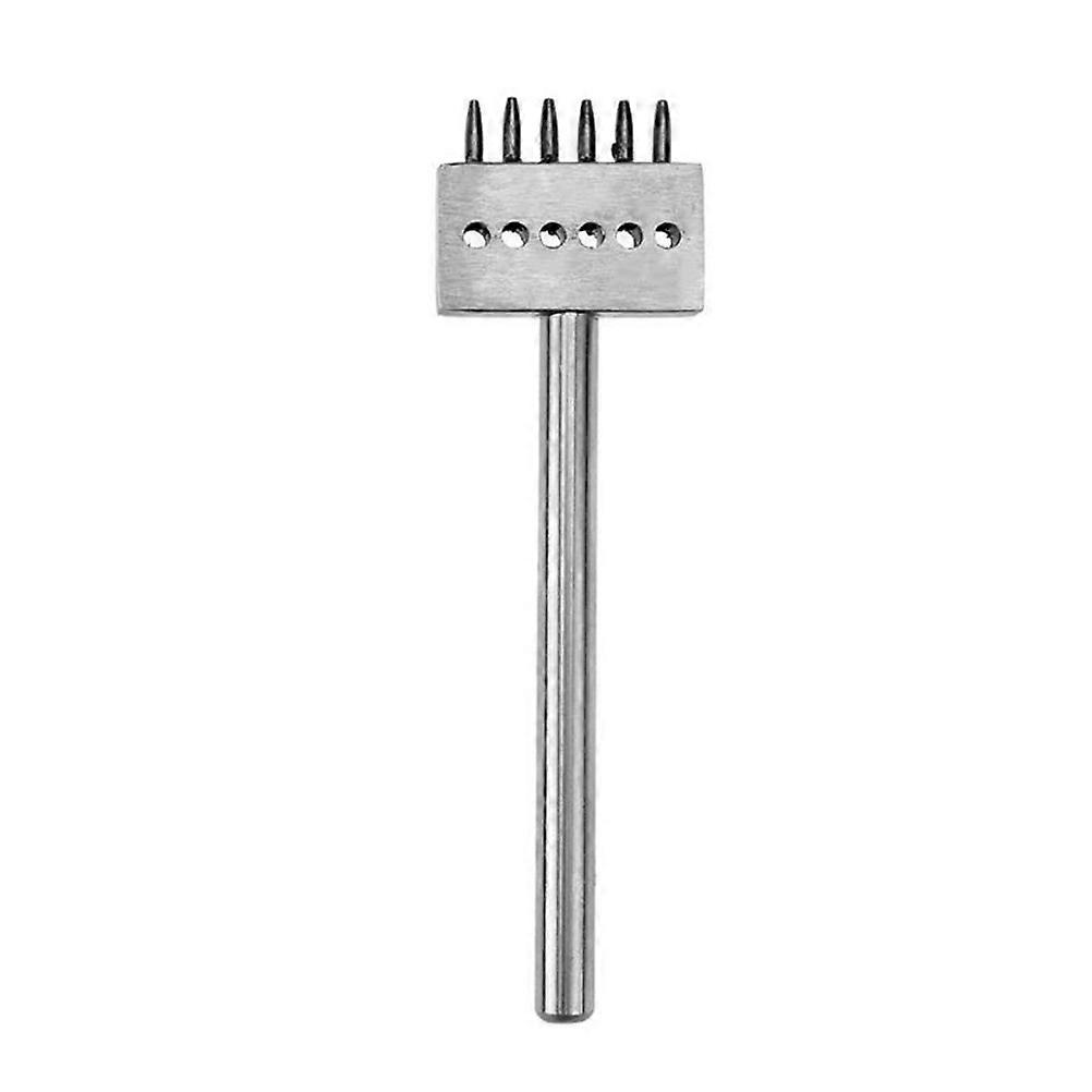Hole Puncher For Crafts Leatherworking Tool Set Prong Diamond Shape Six Holes 5mm Spacing Steel 1Pcs