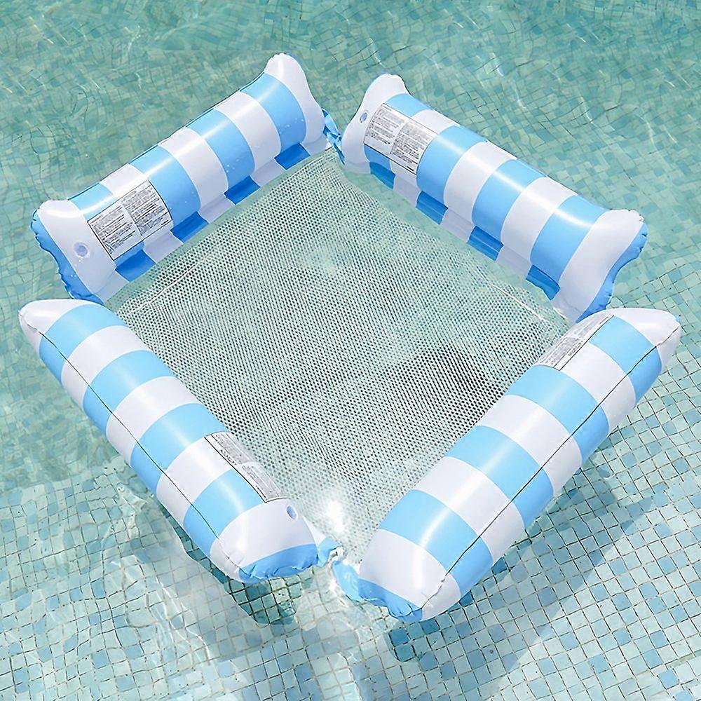 Inflatable Floating Lounger Foldable Backrest Stripe Water Hammock For Adults Pool Float 4 Tube Desi