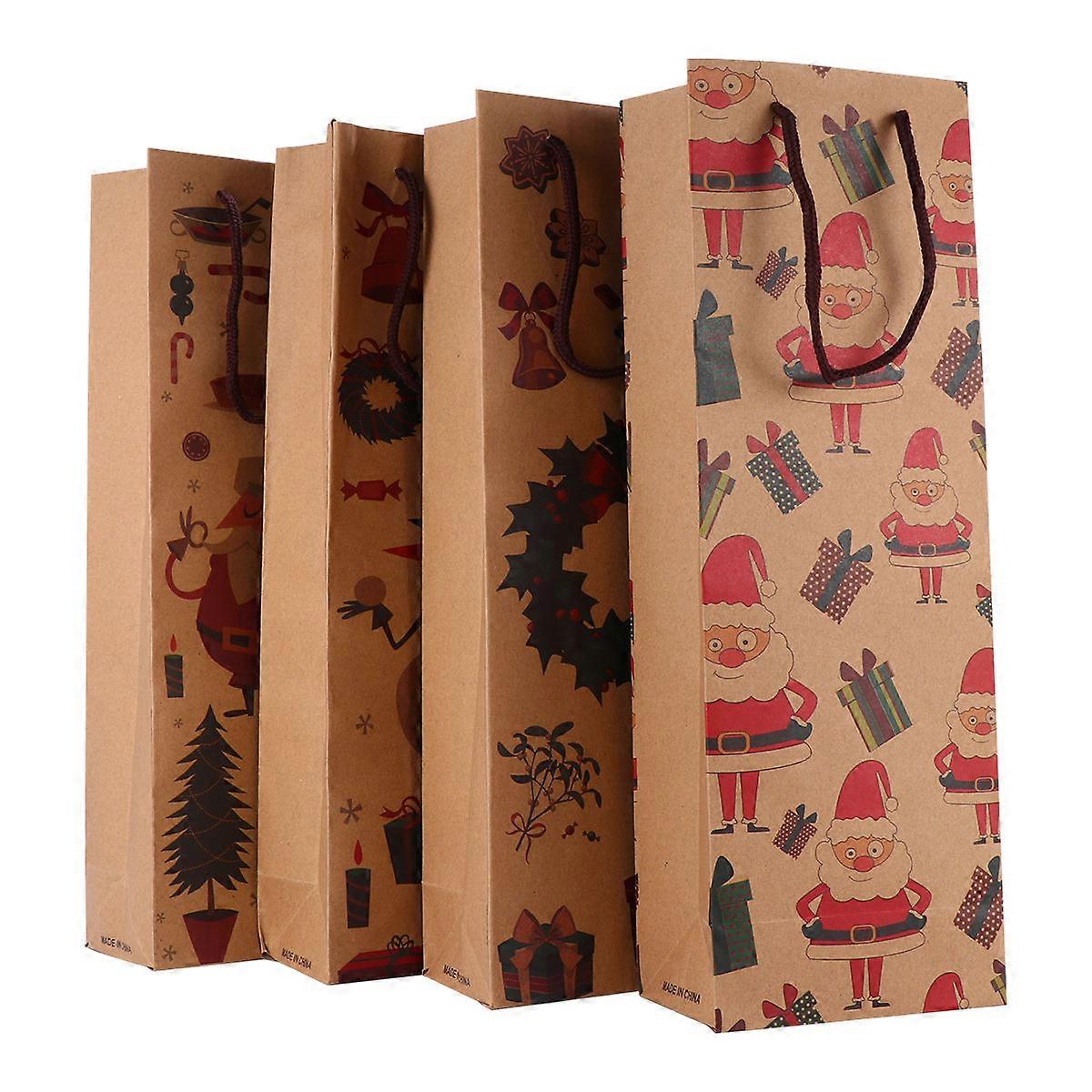 Bag Kraft Paper Portable Packaging for 4Pcs Bottles