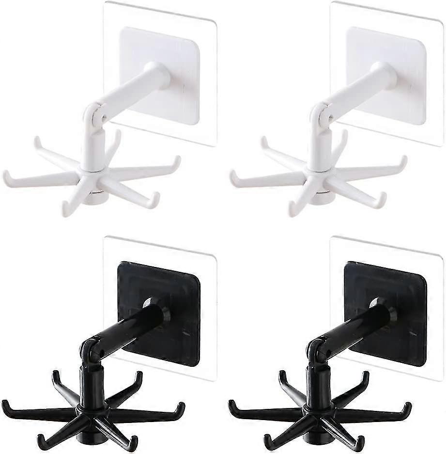 4Pc 360° Rotating Folding Hooks, Plastic Kitchen Organizer Rack with 4 Hooks