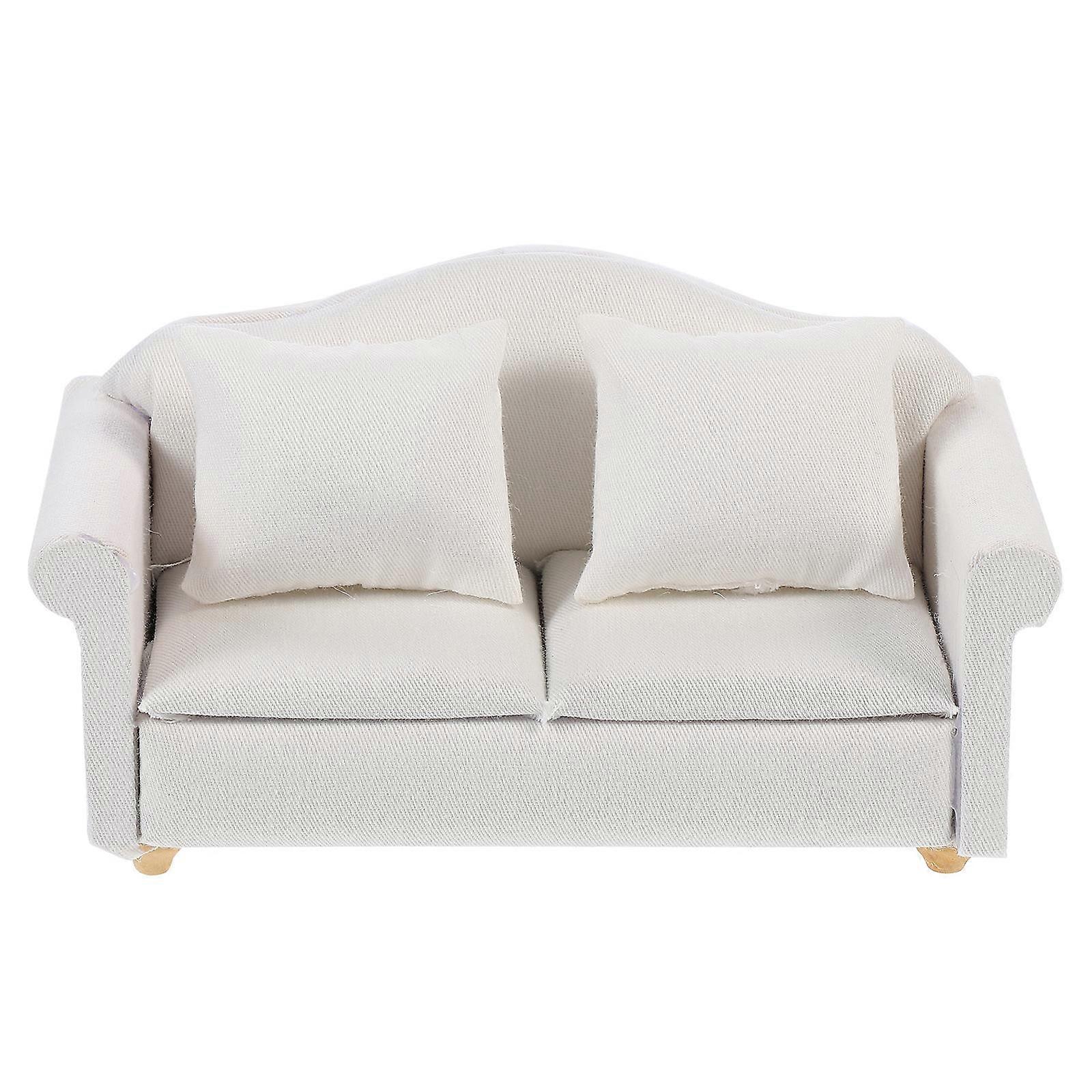 White Miniature Sofa for Decoration Creative Doll House Furniture Made of Synthetic Material 1pc