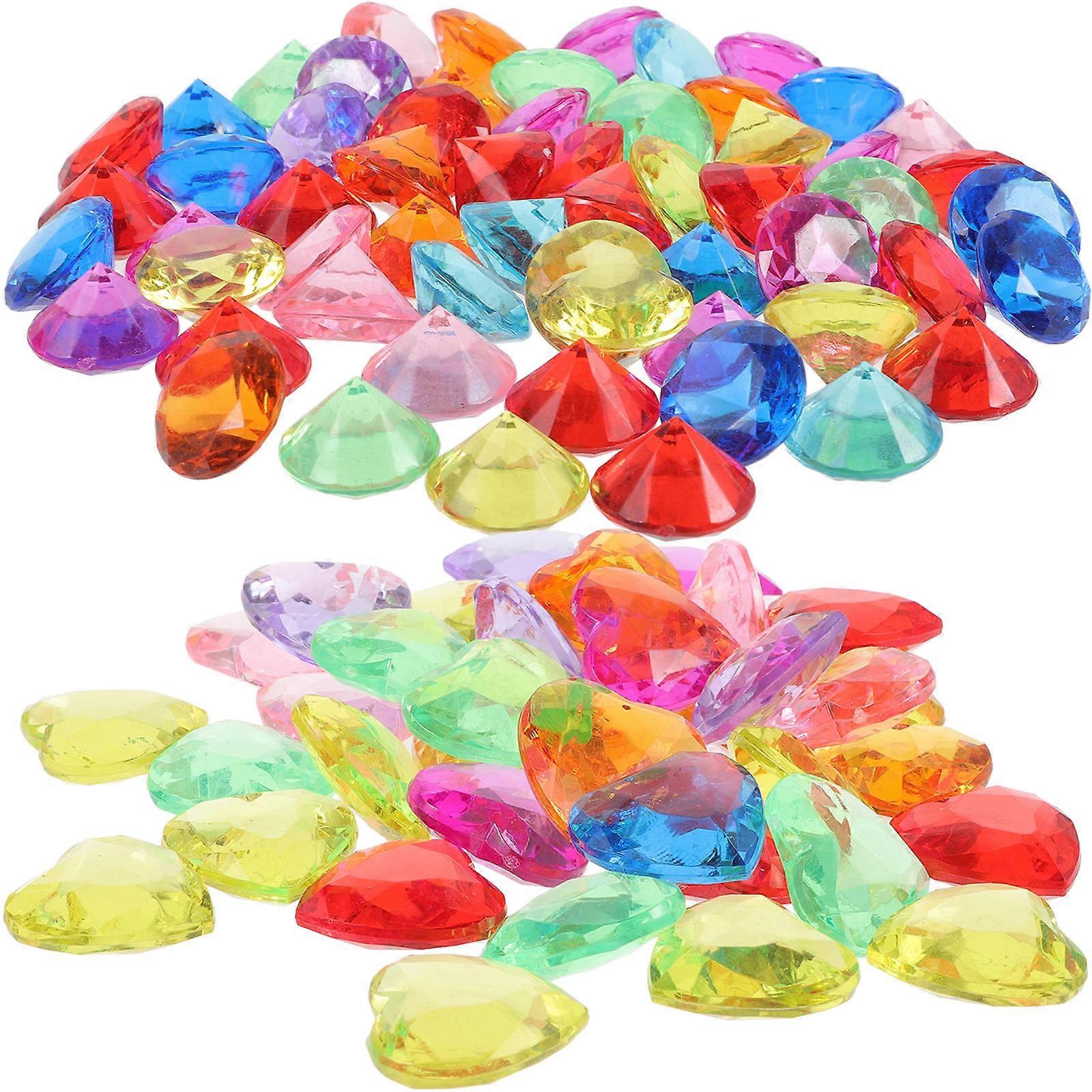 Crafting Jewels Acrylic Charms Childrens Toys Assorted Color Heart Shape 100Pcs