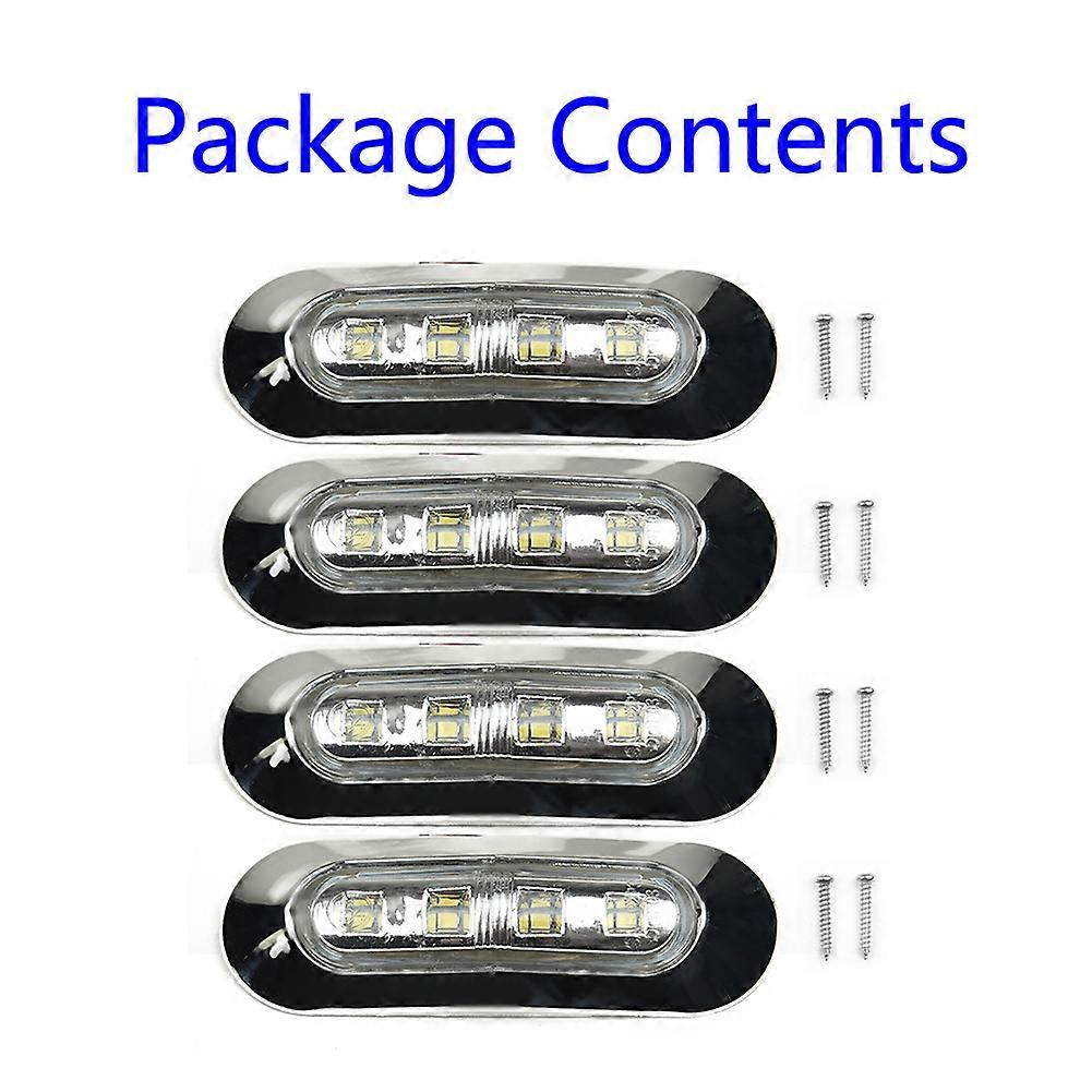 4x LED 船用礼宾客舱灯甲板走道楼梯照明白色 12V -24V LED 尾灯游艇配件防水