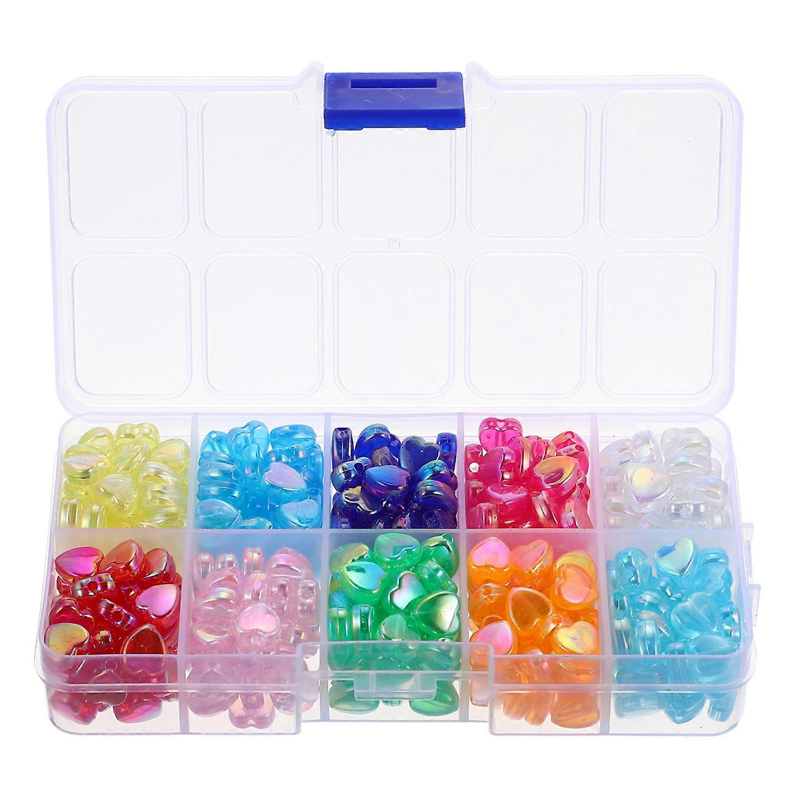 Bracelet Beads Heart Shaped Acrylic Assorted Color Diy Jewelry Making 400Pcs Box