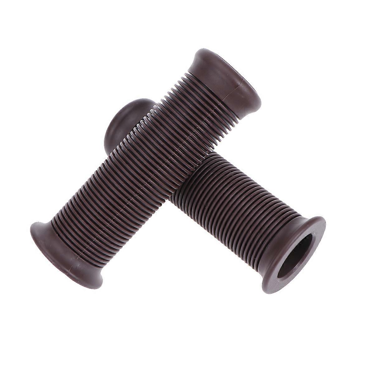 Cycle Handlebar Grips TPR Rubber Vintage Shock Absorbing Handlebar Grips Dark Brown 25/28MM 1 Pair