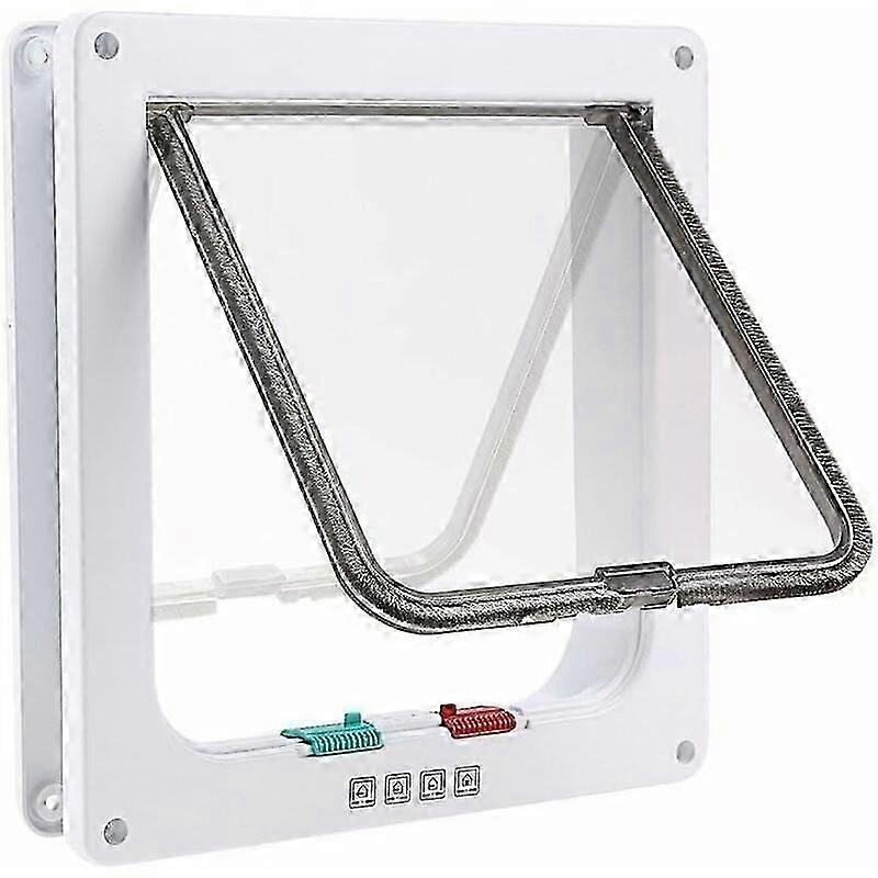 Position Cat Flap Cat Flap with Tunnel Cutout Cover Dog Cat Flap Cat Door with Lock Small Animal Cat Flaps Cat Mate Lockable Easy to Install White(M)