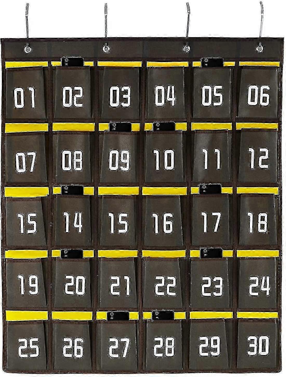 مخطط جيب خزانة الفصول الدراسية المرقمة للهواتف المحمولة حامل باب الحائط معلق (30 جيبا رمادي) - Snngv