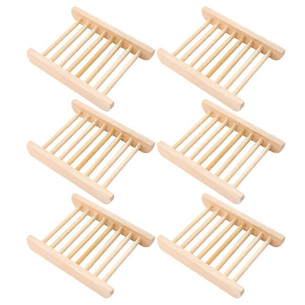 Beige Soap Holder Dish with Draining Design for Storage Use, Multifunctional Synthetic Material, 6Pcs