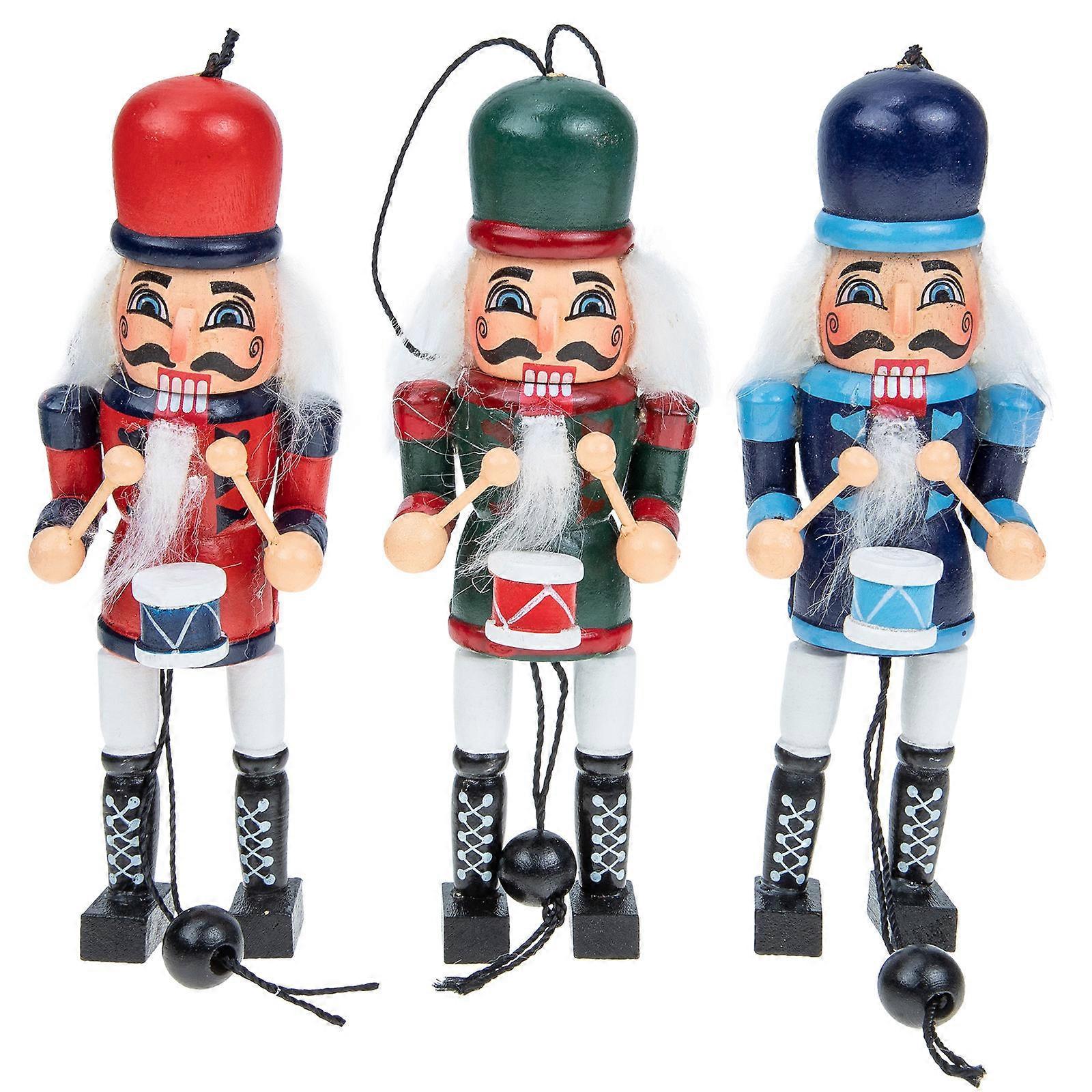Huolongzi Renou Wooden Nutcracker Pull String Puppet 3Pcs Christmas Decor