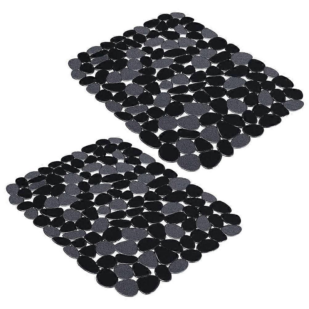 Dish Drainer Mats Kitchen Sink Pad Hollow Design Non-Slip Use Black 40 00X30 00X1 00Cm 2Pcs