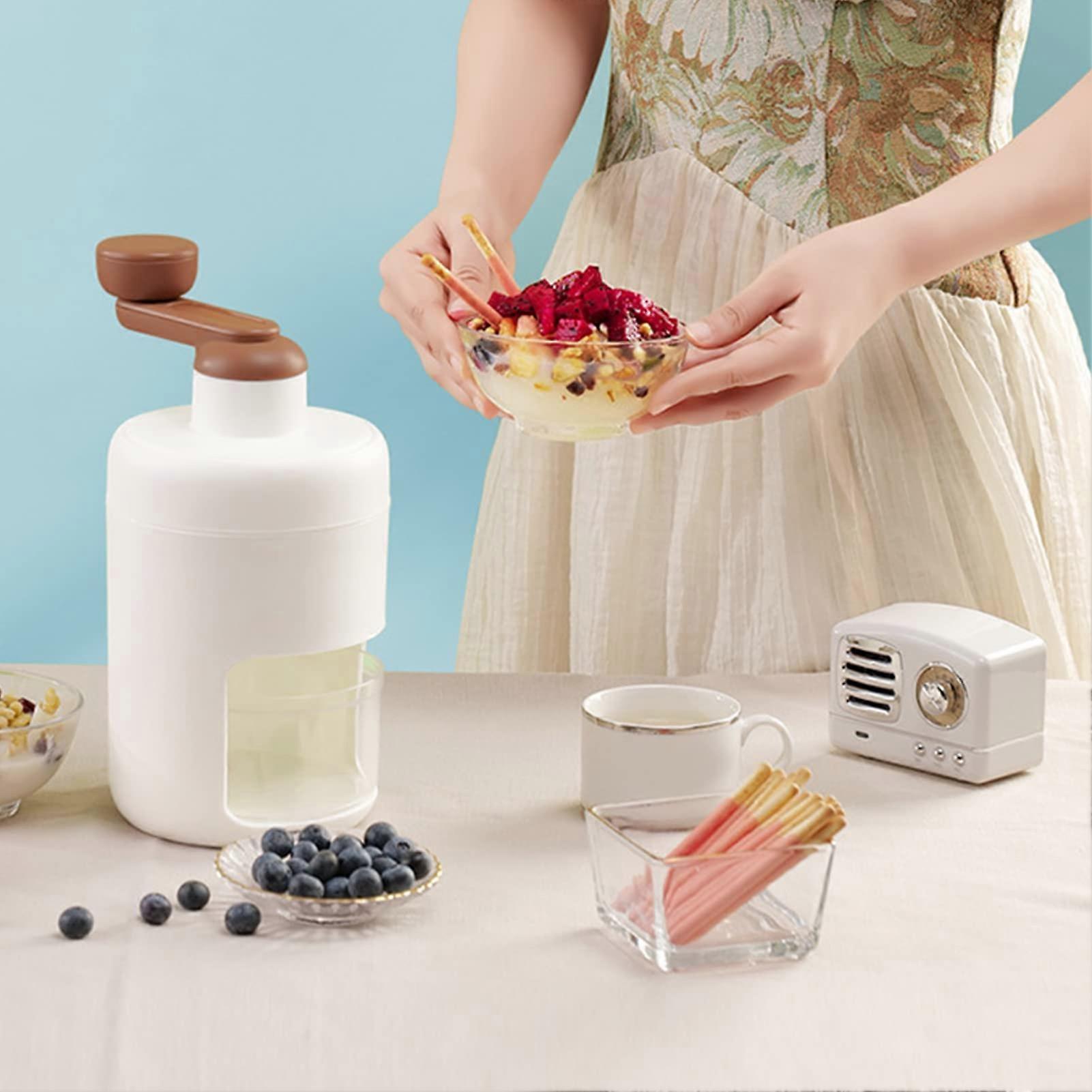 Ice Cru Snow Cone Maker for Home Use - White Easy to Use Portable Ice Shaver Machine