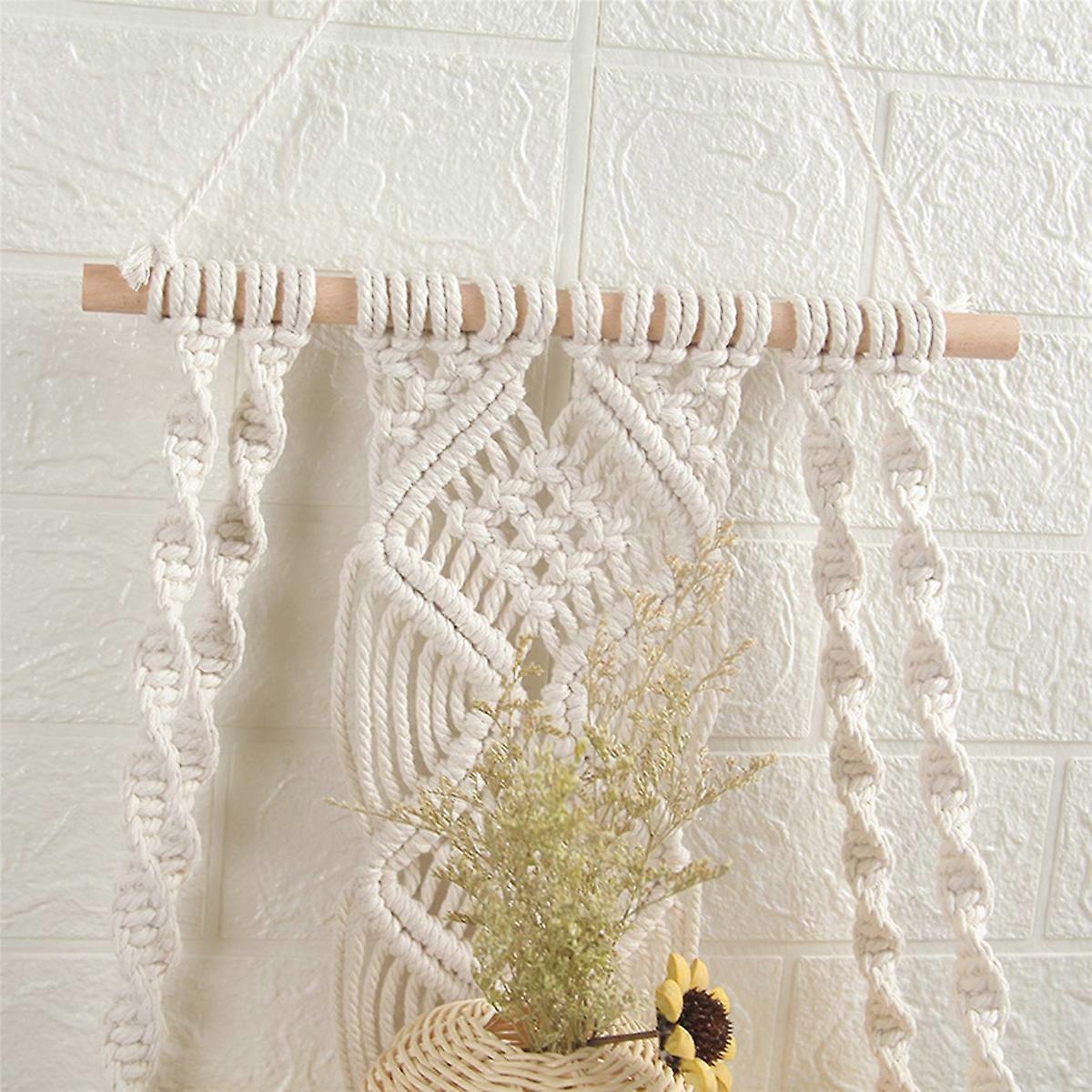 Boho Wall Hanging Shelf Handmade Tassel Tapestry Rack for Home Decor
