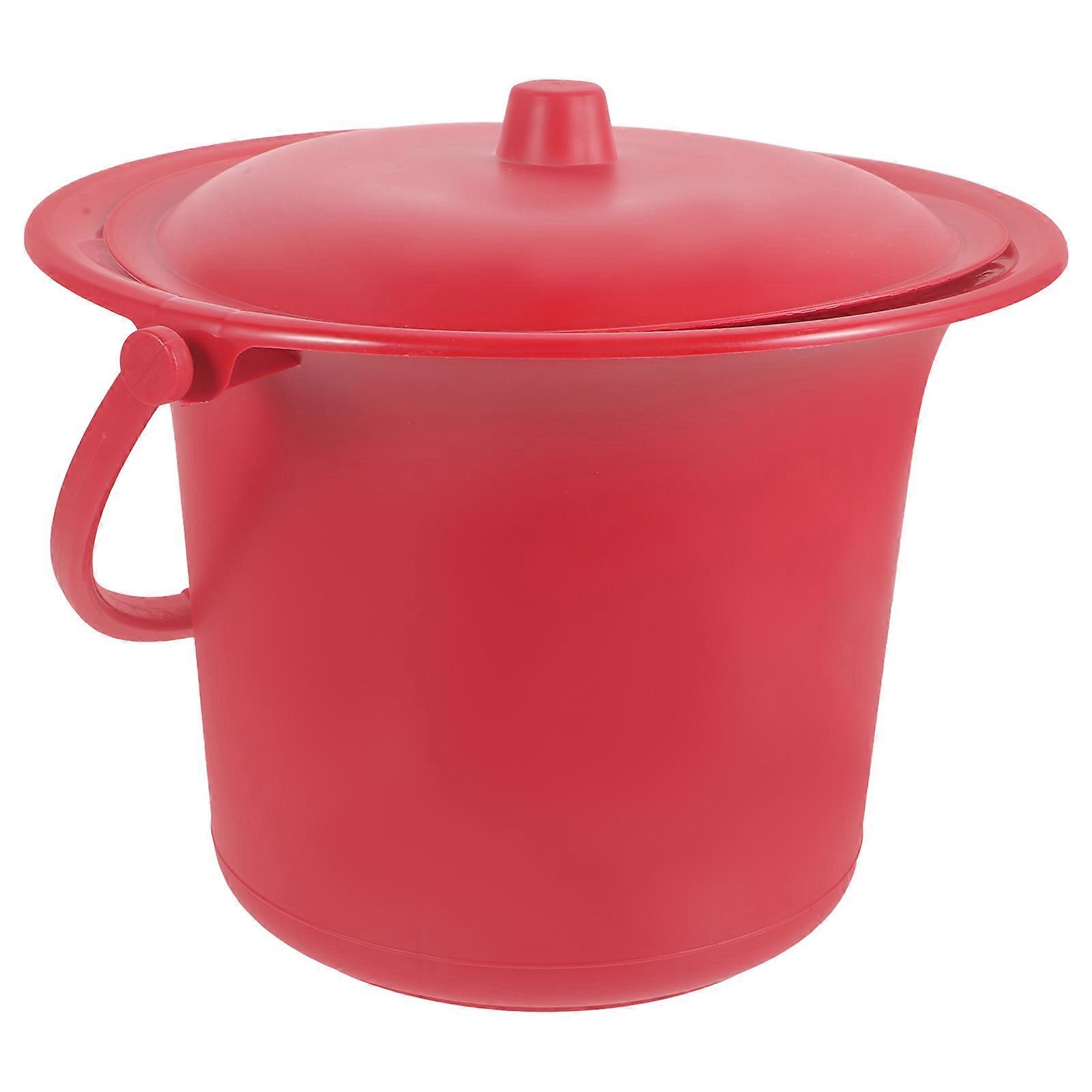Durable Portable Spittoon with Lid Thickened Red Urine Container for Wedding Supplies, Non Slip Stable Chamber Pot for Easy Cleaning and Convenient