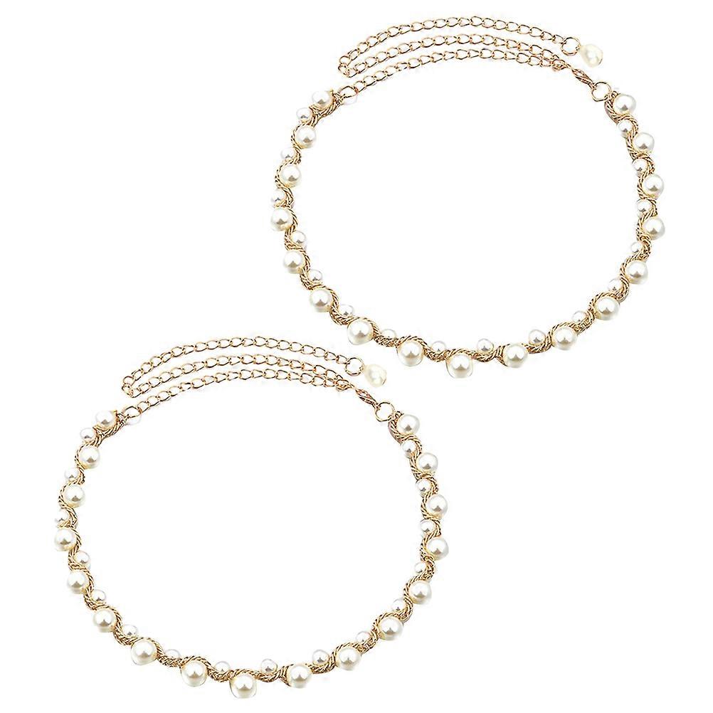 Ladies' Waist Chain Adjustable Length Metal Chain Belt For Special Occasions 2Pcs