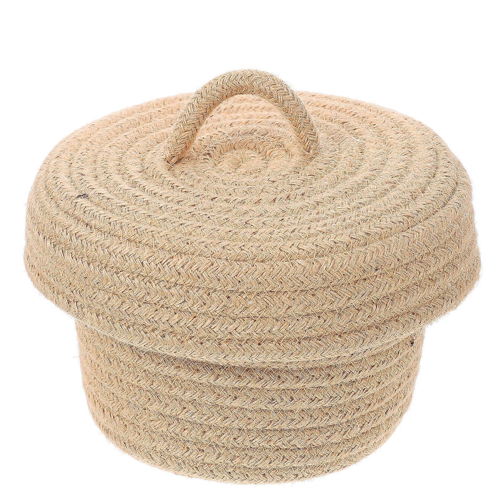 Basket Hamper With Lid Cotton Rope Woven Box Table Decoration Small Rope Basket 16X16X12.5CM 1Pack
