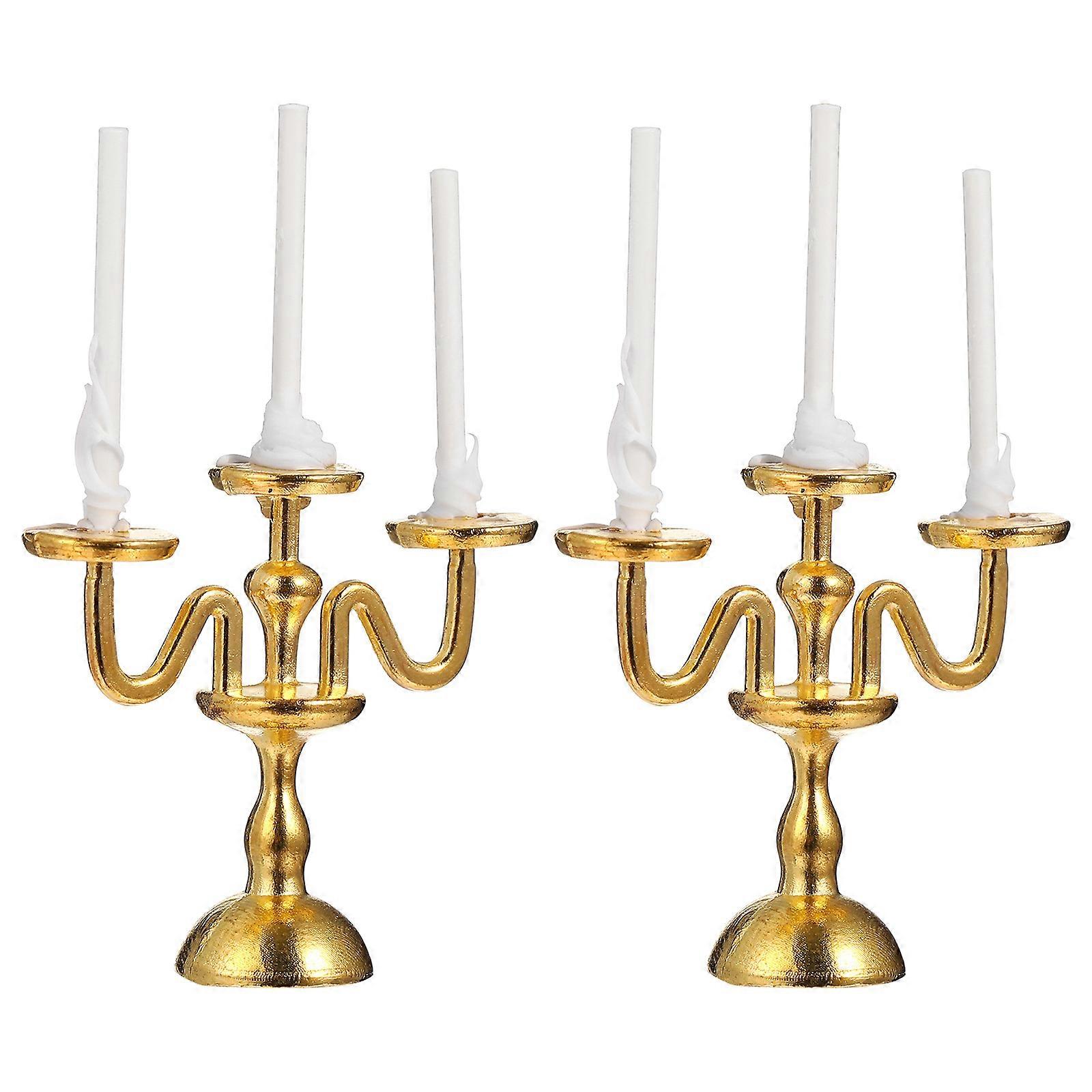 Candlesticks Holders Tiny Decorative Candlesticks Retro Style Photography Scenes 2Pcs