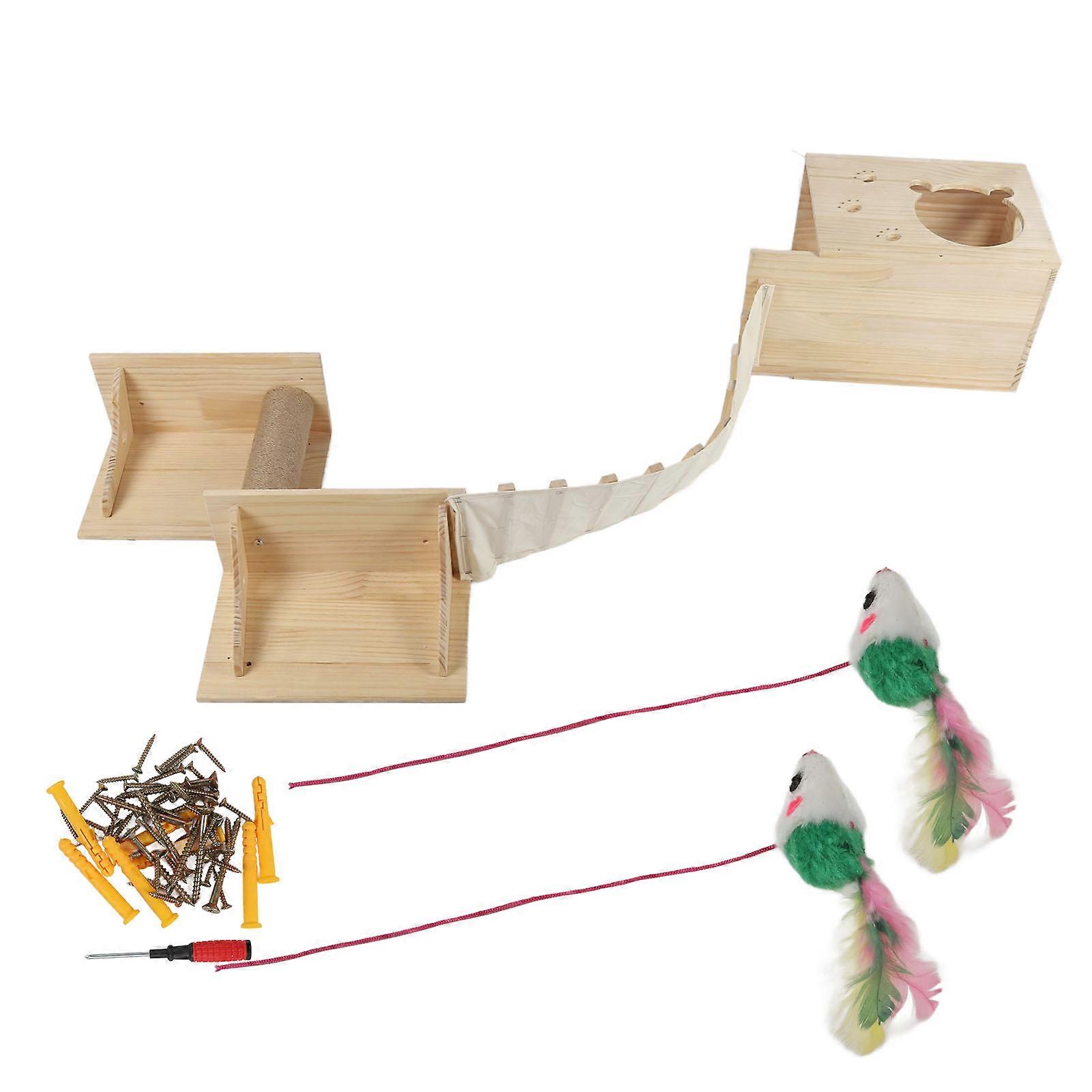 Cat Wall Steps Wall Mounted Wooden Stable Solid Structure Cat Climbing Shelf for Jumping Playing Scratching Solid Wood Enjoyment