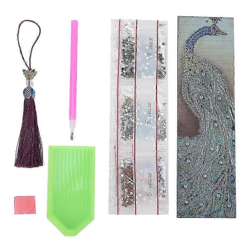Peafowl Pattern Diamond Painting Bookmark with Tassel for DIY Book Decoration Gift
