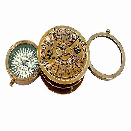 3 in 1 Desktop Tool, 50 Yrs Calendar, Magnifier Compass in one with Leather Carry Case to work easy and carry Use as Gift, Collectibles
