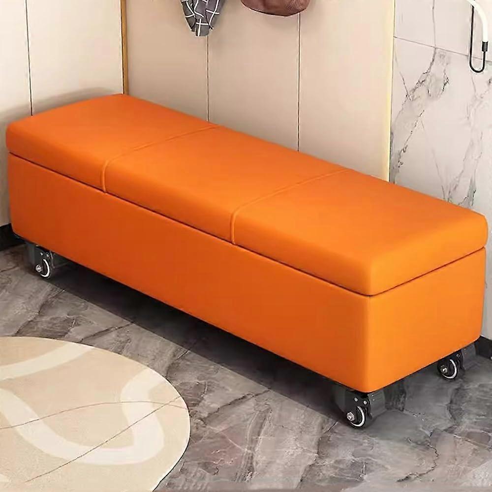 Shoe Storage Bench with Wheels, Faux Leather Cushion 100X40X45cm