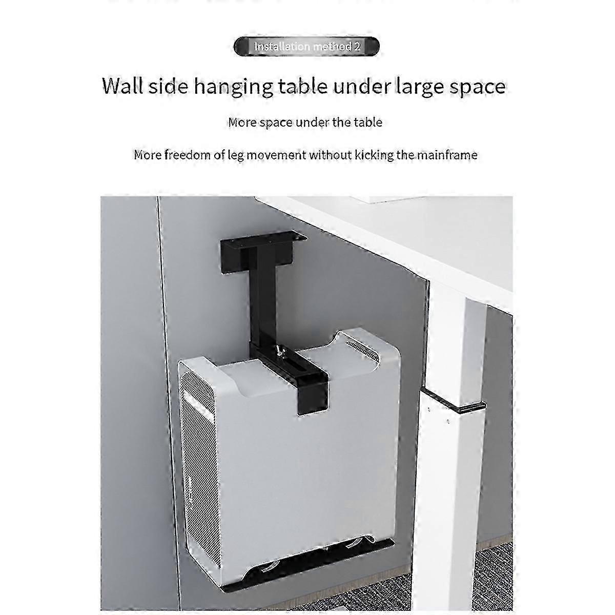 Adjustable PC Case Holder Stand for Under Desk or Wall Mount, CPU Lift, Black
