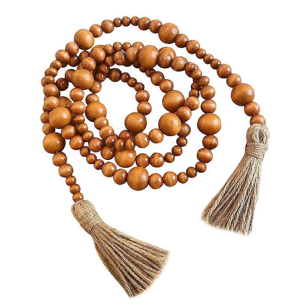 Nordic Style Brown Bead Pendant Decor for Home Ornament with Hemp Rope 1pc