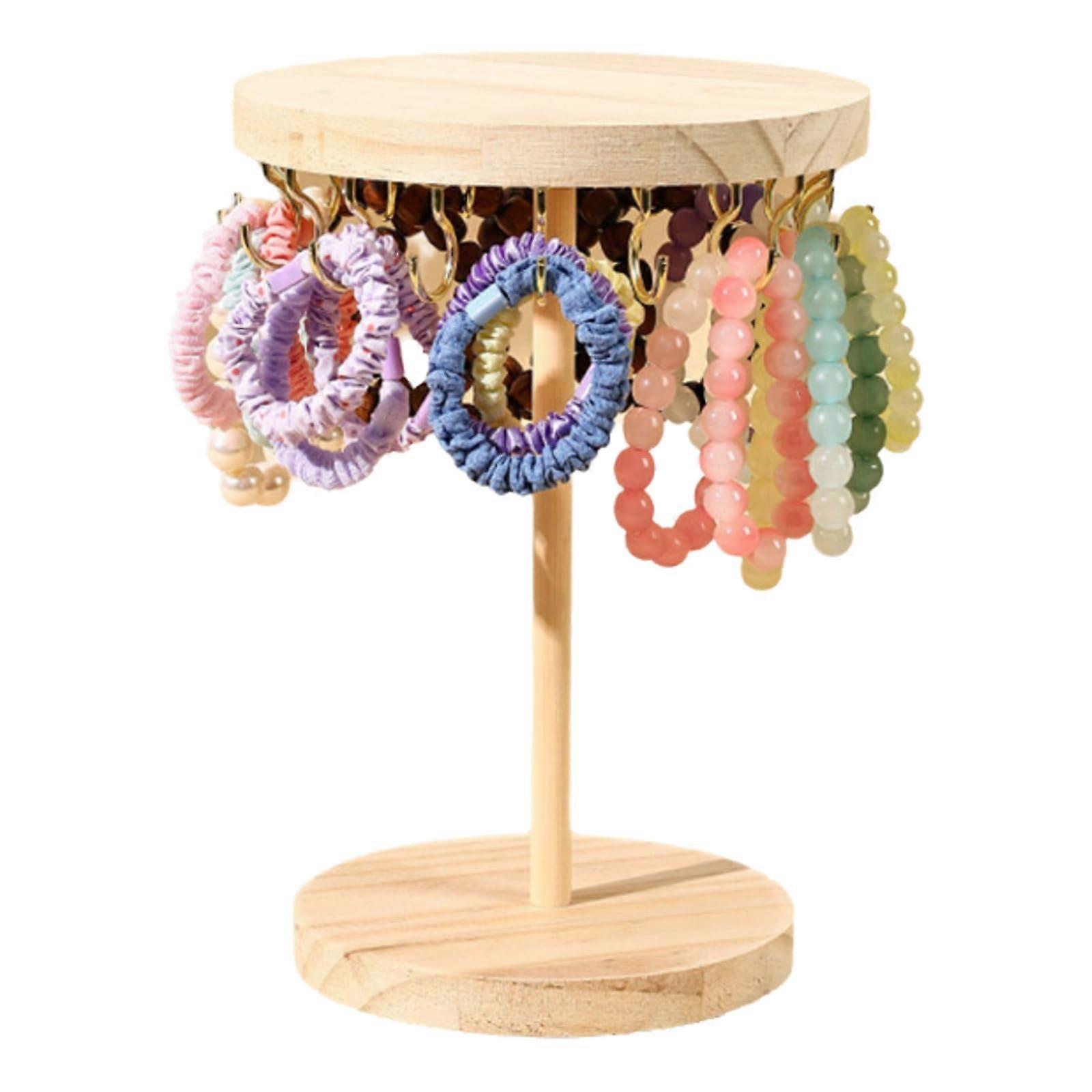 Bracelet Display Stand Solid Wood Removable Scratch-Resistant Multifunction Jewelry Holder; T-Bar Style 17.8x25.5x17.8 cm