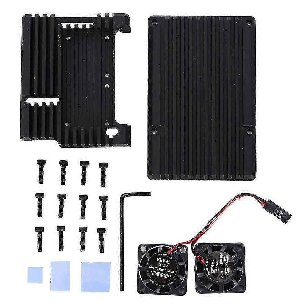 Aluminum Alloy Heat Dissipation Shell Case with Dual Fan Fit for Raspberry Pi 3 Model 2b 3b