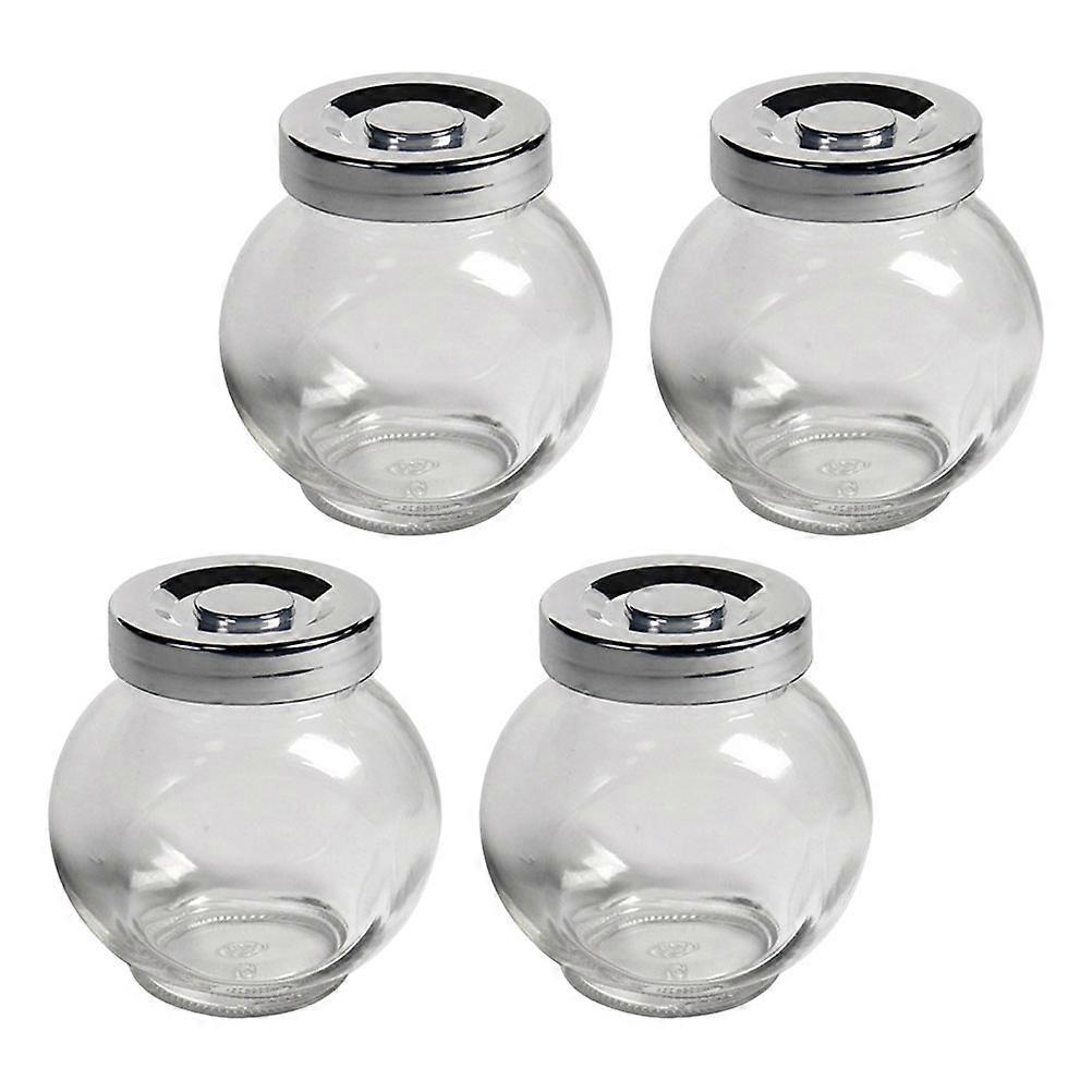 Small Clear Containers Glass Storage Tank Home Use Sealed Powder Canister 8x8cm Tea Storage 4Set