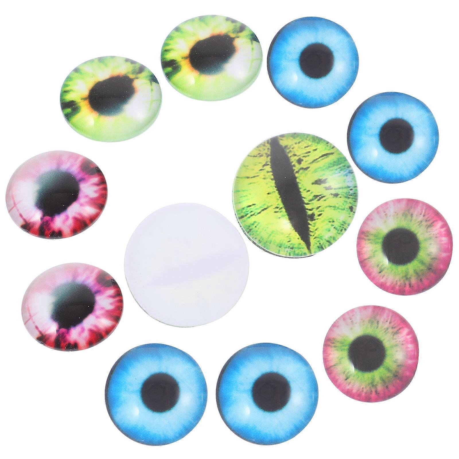 Realistic Glass Eye Balls Pack of 10 for Doll Making DIY Crafts Decorative Puppet Eyes for Models Jewelry Accessories