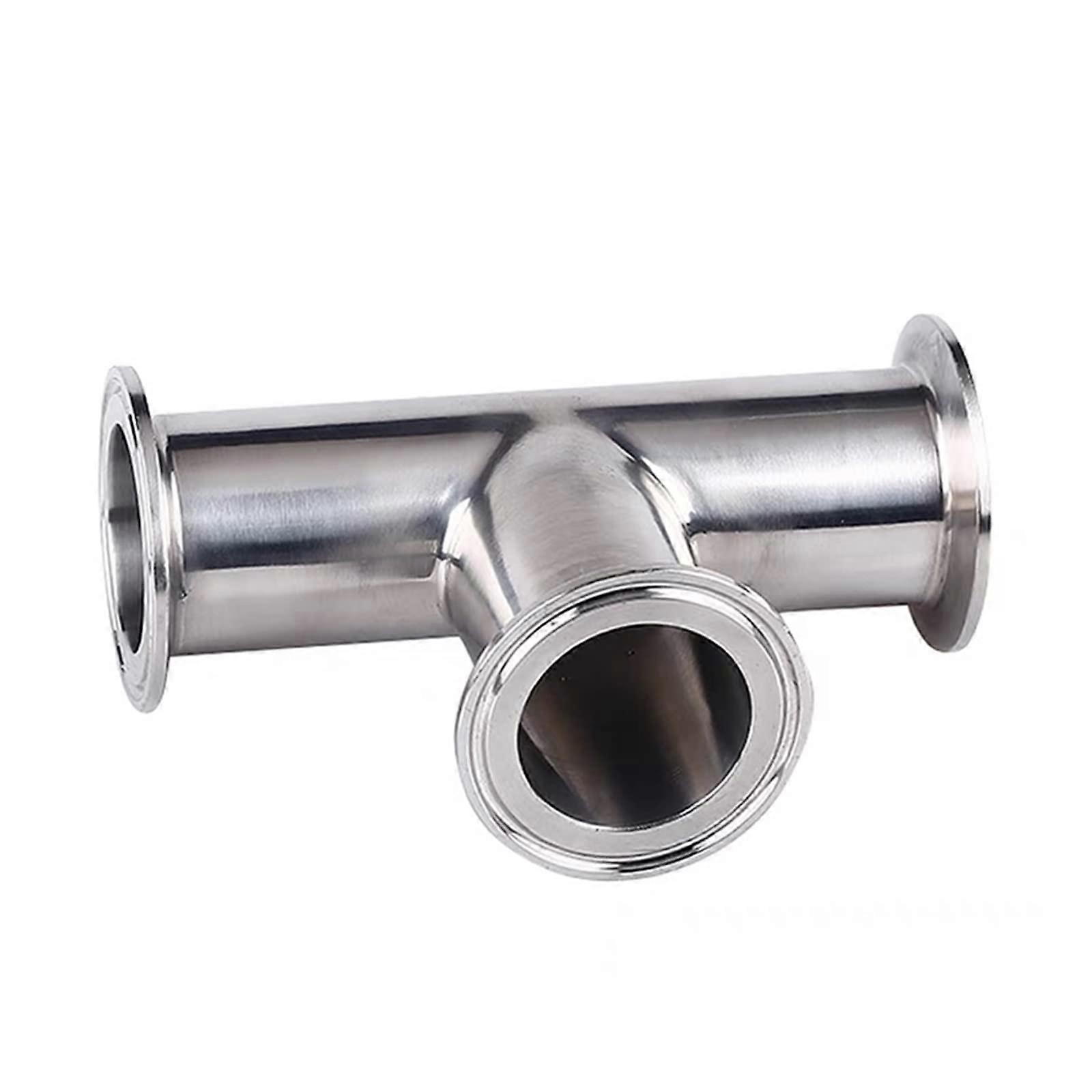 Three-Way Tee Fitting - Sanitary Stainless Steel 304, 19-108 mm OD, Tri-Clamp, 1.5-4 In, Ferrule 89mm x 106