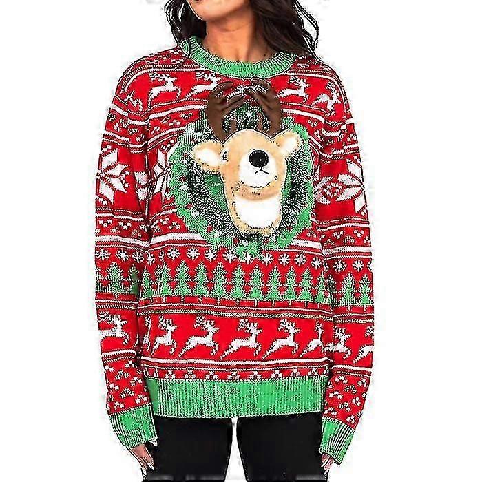 Weihnachtspullover Damen Herren Weihnachtspullover Winterstrickwaren Rentier-Weihnachtspullover Schneeflockenpullover Spruchpullover