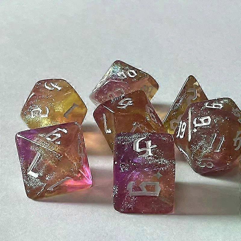 7Pcs/Set Glitter Polyhedral Dice Set Two-coloured D4 D6 D8 D10 D12 D20 for Role Playing Games