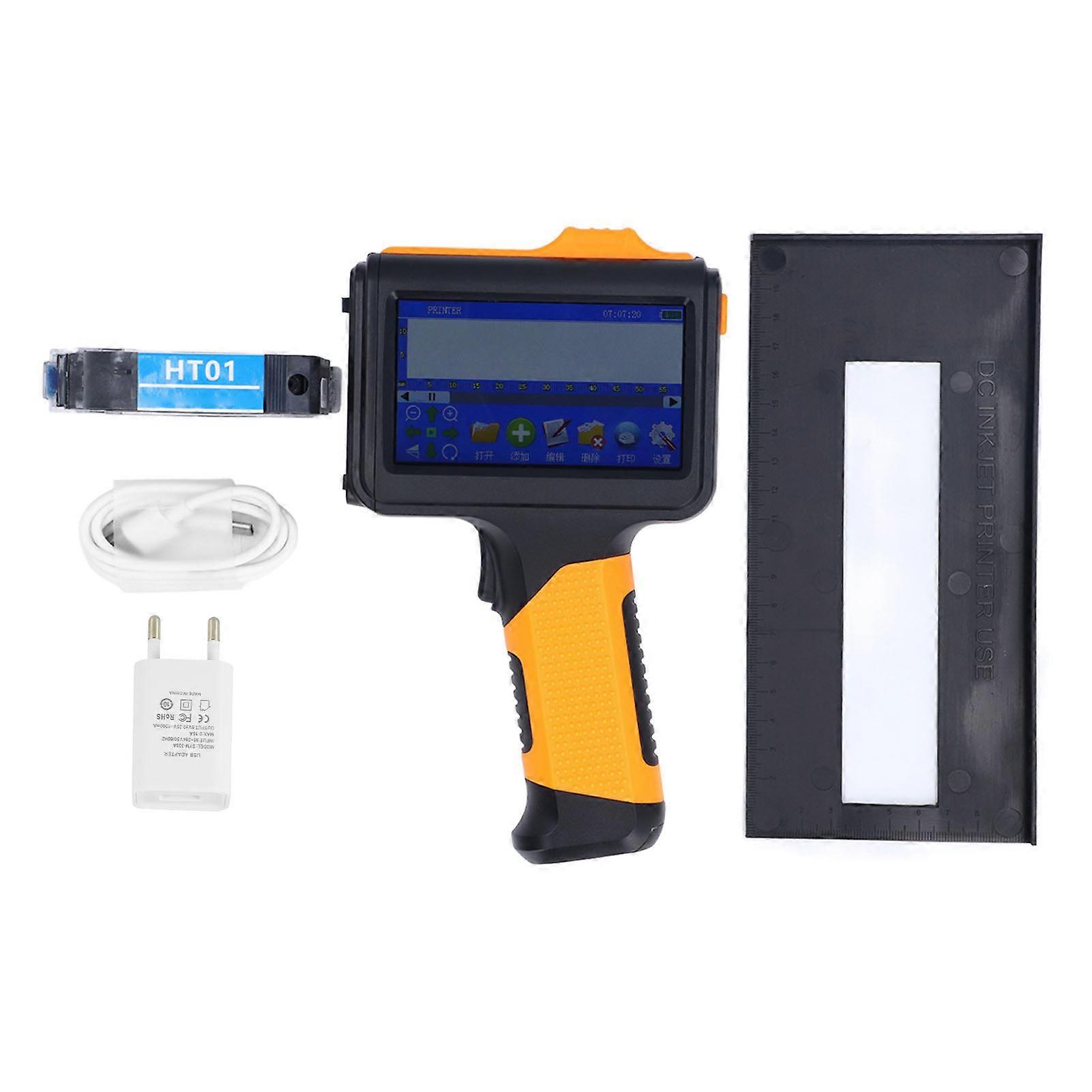 Handheld Inkjet Printer 4.3 Inch LED Touch Screen Bluetooth Connection Quick Drying Inkjet Coding Machine EU Plug AC110‑240V