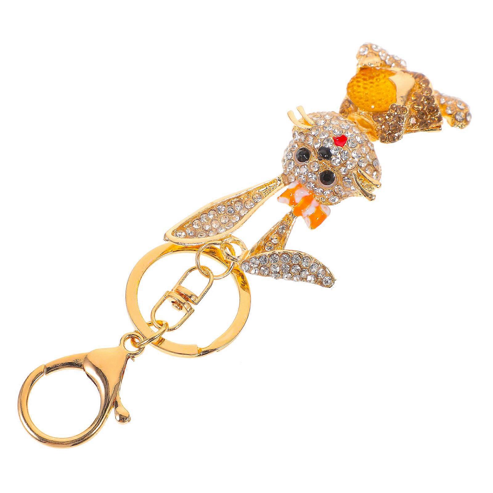 Kawaii Keychain Rabbit Keyring Home Keychain Decor 5.1×1.4×0.8in Rhinestones 1 Pair