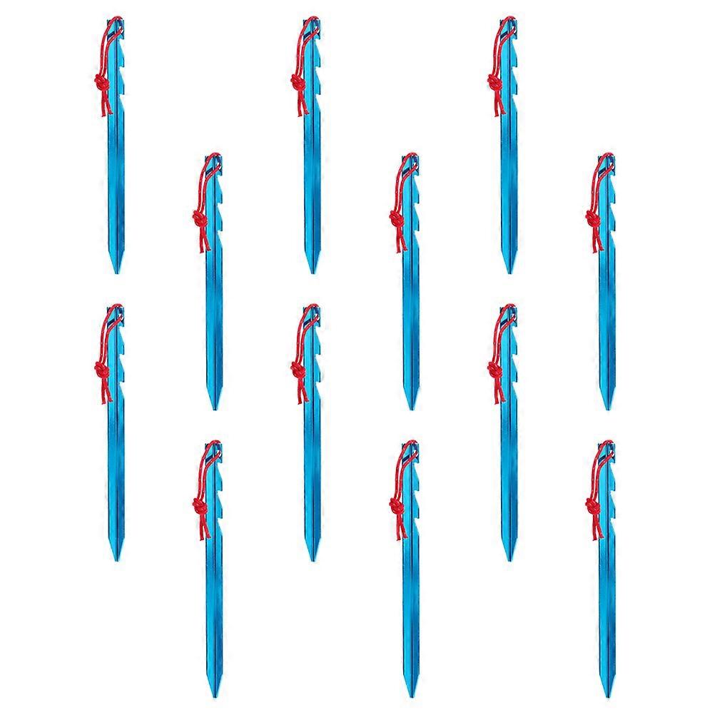 Blue Aluminum Alloy Tent Stakes for Outdoor Use Lightweight and Durable 12PCS