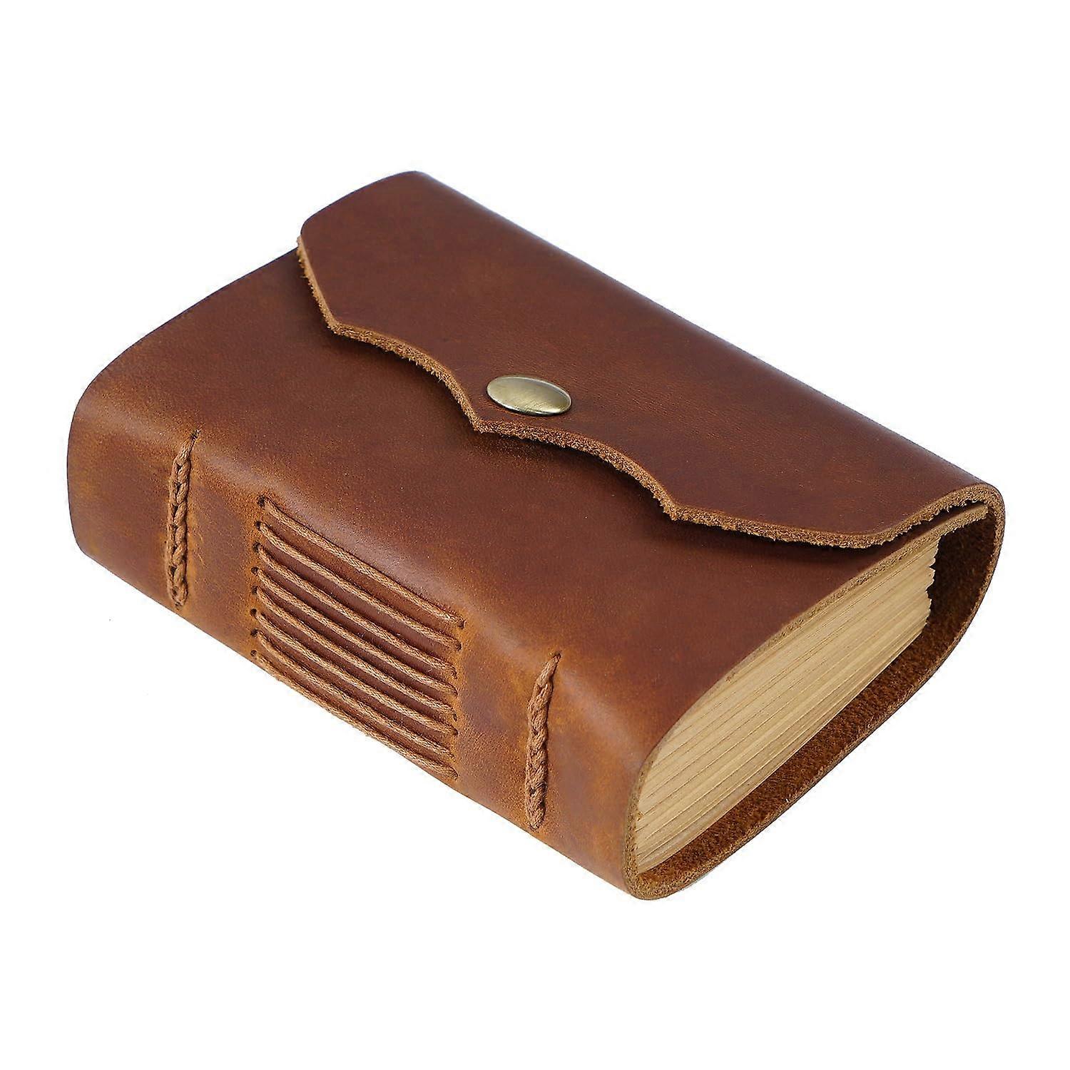 Leather Notebook Diary - Portable Small Vintage Graffiti Handmade Notes Journal with Pockets in Brown Color