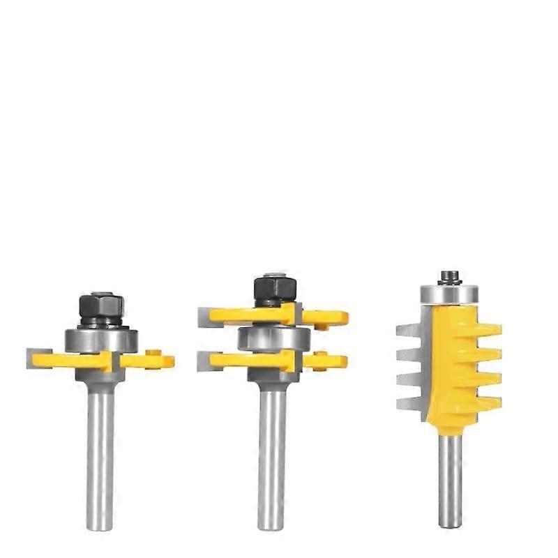 3 Pieces Joint Bit T & G Assembly Router Bit Set, 12.7mm Shank Woodworking Milling Cutter, Carbide Face Mill Cutter