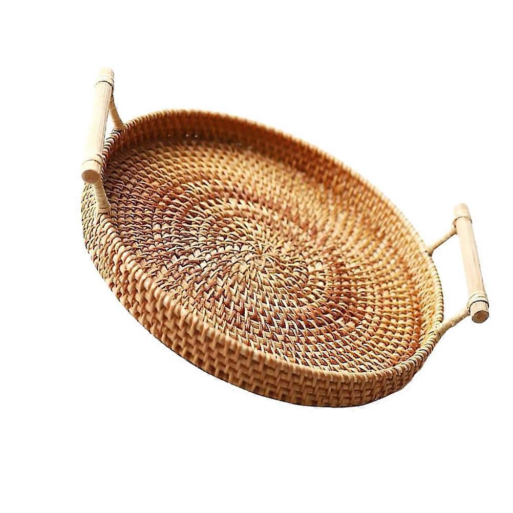 Durable Plastic Storage Basket for Home Use Brown Creative Tray with Large Capacity (Diameter