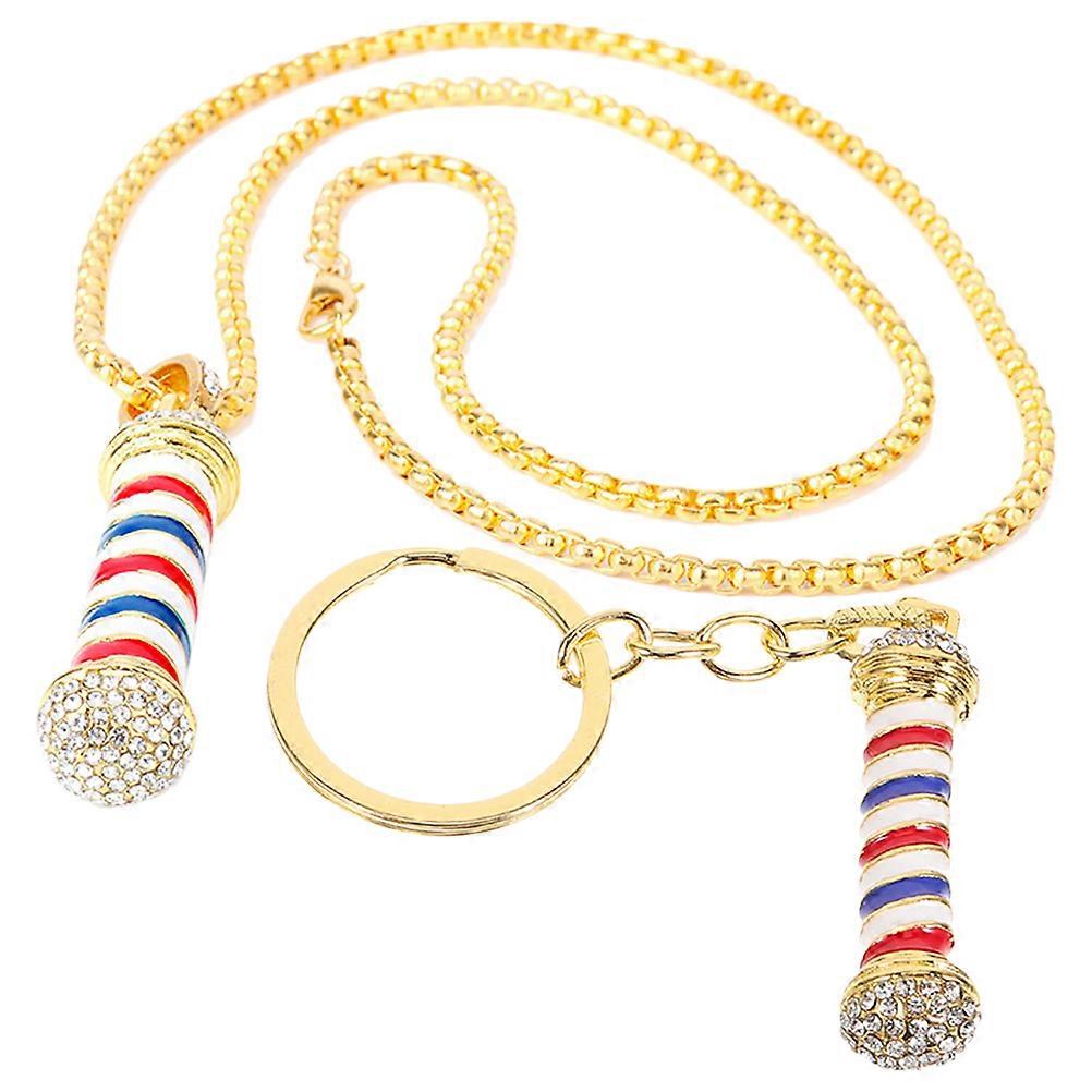 Barber Keychain Men Key Holding Golden Alloy Stylish Design Daily Use 1 Set