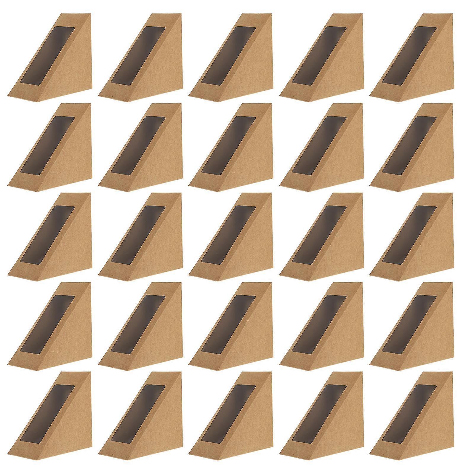 50 Pcs Sandwich Paper Boxes,Triangle Sandwich Container,Sandwich Wedge Box With Window Display, Triangle Sandwich Box With Window,Sandwich Take Out